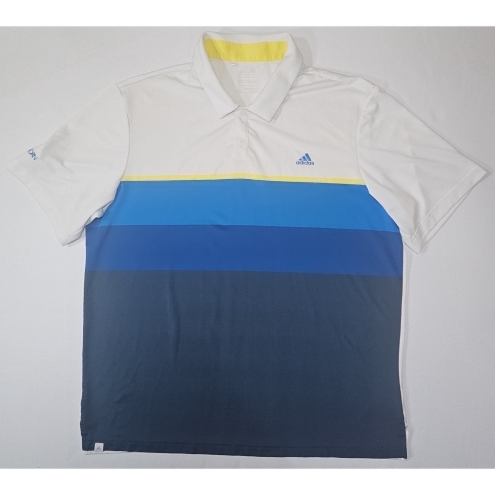 ADIDAS Colorblock Polo Golf Shirt SilverHorn Right Sleeve Embroidered - Men's XL